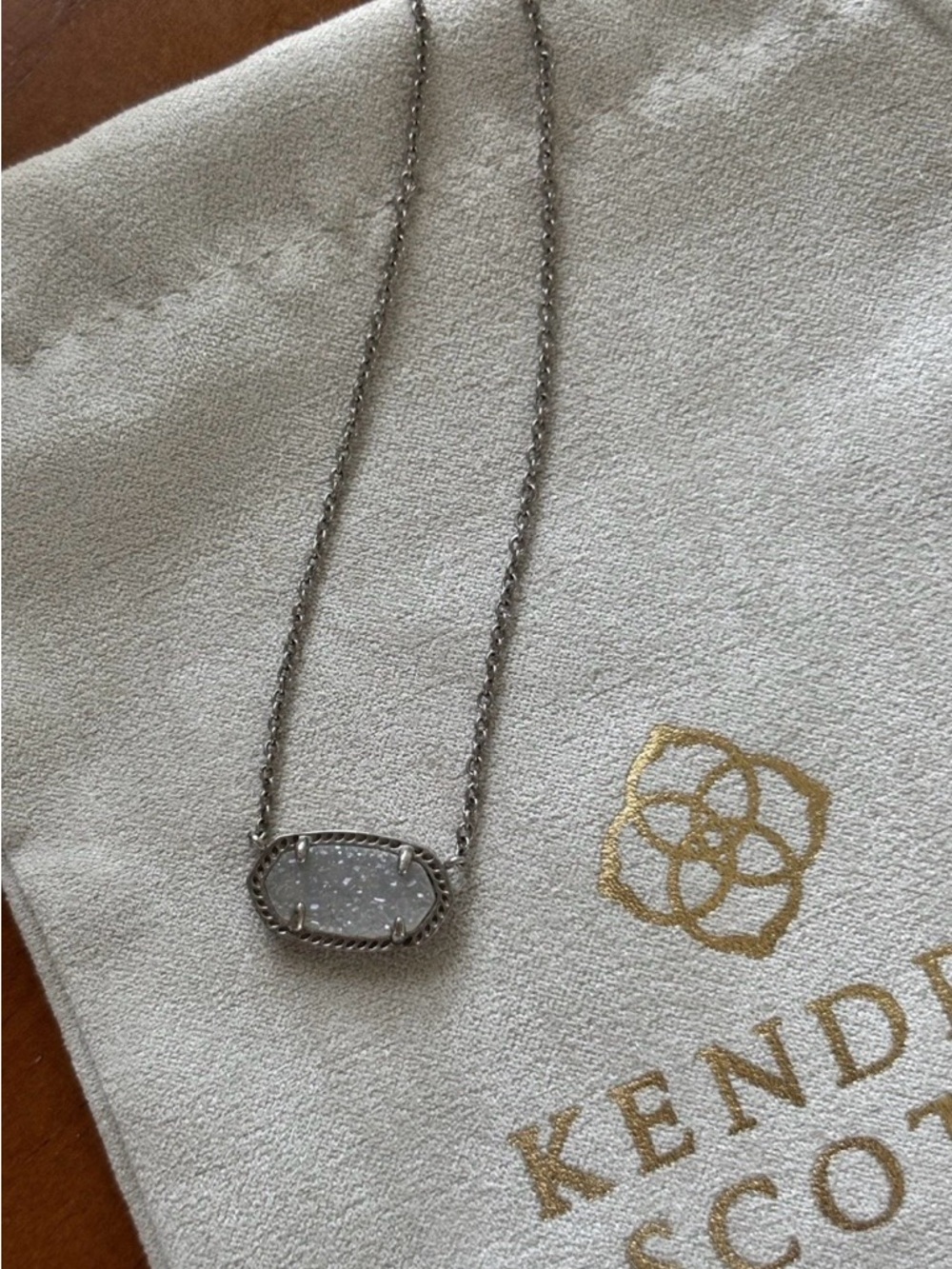 Kendra Scott Silver Iridescent Drusy Elisa Necklace
